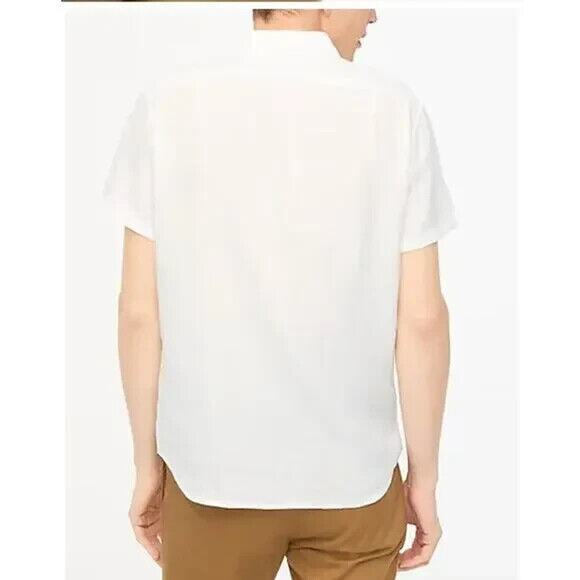 J. CREW FACTORY Short-Sleeve Linen-Blend Shirt in White Preppy Classic NWT - Picture 4 of 12